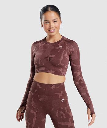 Long Sleeve Gymshark Adapt Camo Seamless Mujer Rosas Marrones | CO 2318LIS